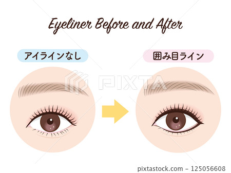 Eyeliner before and after eye line Eyeliner before and after eye line 125056608