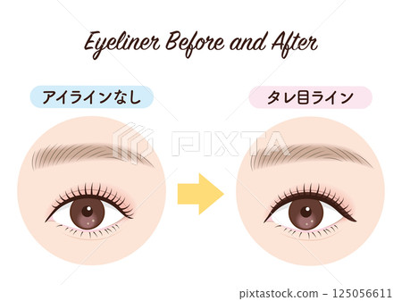 Eyeliner before and after droopy eye line 125056611