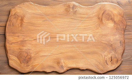 Wooden table placed on a wooden board 125056972