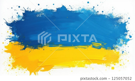 artistic paint representation of the Ukraine flag 125057052