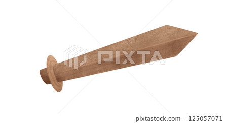 Wooden sword, boy's toy, handmade digital illustration on a white background. An element for the design 125057071