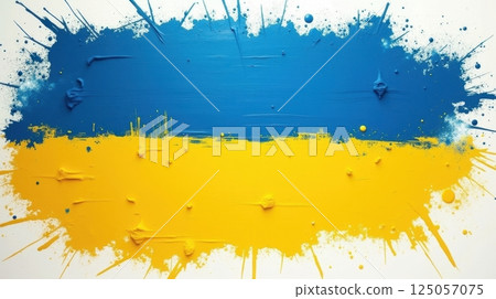 artistic paint representation of the Ukraine flag 125057075