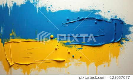 artistic paint representation of the Ukraine flag 125057077