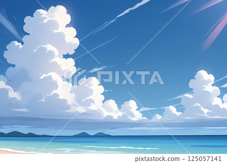 盛夏的大海、天空和雲彩 盛夏的大海、天空和雲彩 125057141