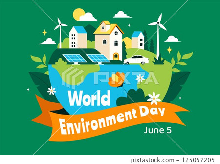 World Environment Day Vector Illustration with Green Trees and Plants in a Forest, of Saving the Planet and Taking Care of the Earth in a Background 125057205