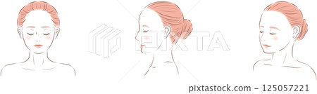從不同角度看閉著眼睛的女人的臉 從不同角度看閉著眼睛的女人的臉 125057221