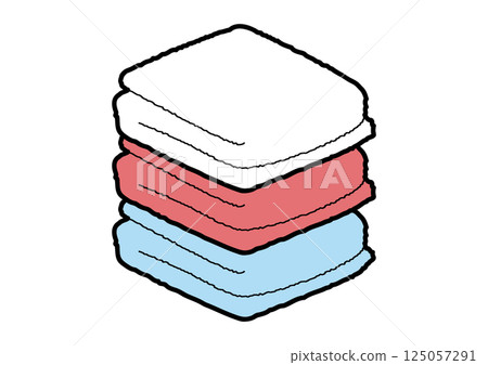 Illustration of stacked towels 125057291