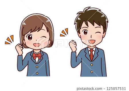 學生穿制服的插圖 學生穿制服的插圖 125057531