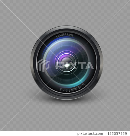 Realistic 3D Camera Lens with Professional Features for Photography Vector Realistic 3D Camera Lens with Professional Features for Photography Vector 125057559