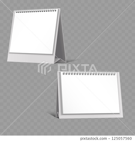 Blank Calendar Stand 3D Mockup with Spiral Binding Vector Blank Calendar Stand 3D Mockup with Spiral Binding Vector 125057560