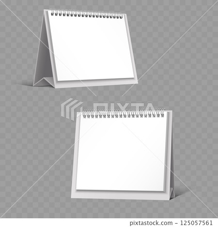 Blank Calendar Stand 3D Mockup with Spiral Binding Vector Blank Calendar Stand 3D Mockup with Spiral Binding Vector 125057561