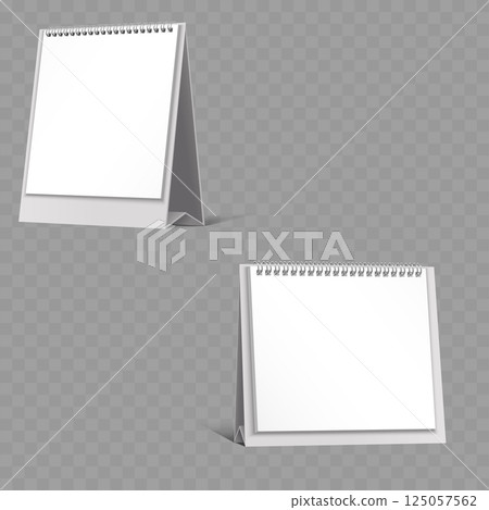 Blank Calendar Stand 3D Mockup with Spiral Binding Vector Blank Calendar Stand 3D Mockup with Spiral Binding Vector 125057562