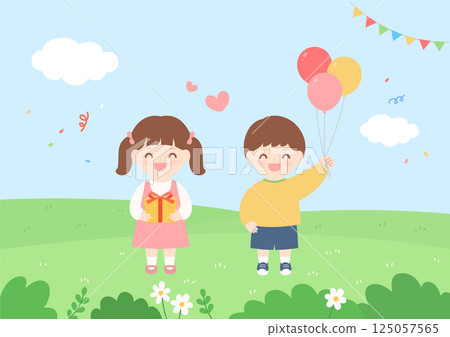 Vector illustration of cute children. 125057565