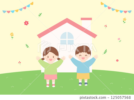 Vector illustration of cute children. 125057568