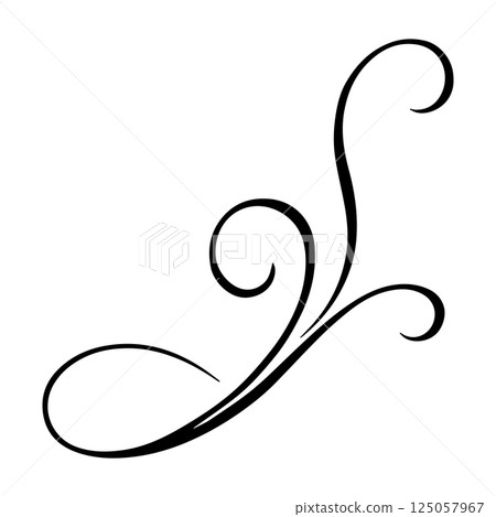 Graceful calligraphic swirl ornament, perfect for vintage design and invitations 125057967