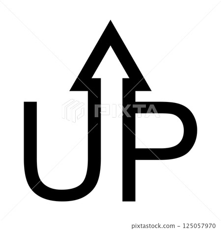 Upward Progress Symbol, Arrow Integrated with Letters UP Upward Progress Symbol, Arrow Integrated with Letters UP 125057970