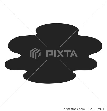 Black cartoon style puddle silhouette icon with smooth edges Black cartoon style puddle silhouette icon with smooth edges 125057971