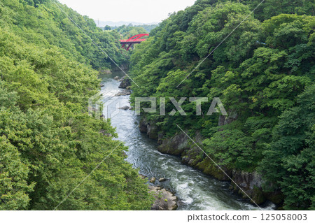 Takatsudo Gorge in the Watarase Valley / View from Hanetaki Bridge / Omama, Midori City, Gunma Prefecture 125058003
