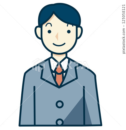 Illustration of a man wearing a gray suit 125058121