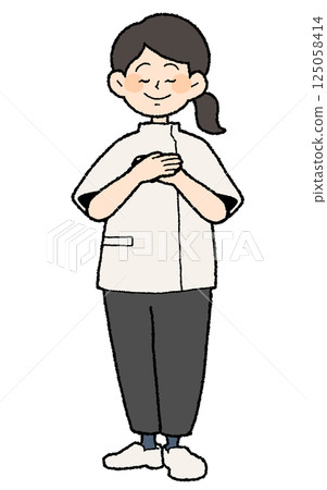 Hand-drawn style female doctor wearing casey heart 125058414