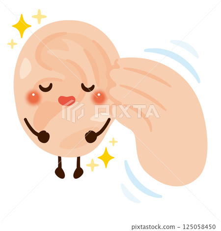 Character illustration of an ear being massaged Character illustration of an ear being massaged 125058450