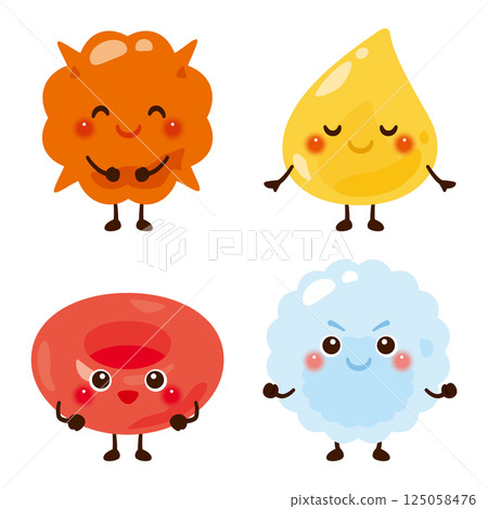 Character illustration set of cells contained in blood 125058476