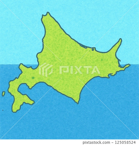An illustrated map of Hokkaido and its ocean 125058524