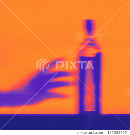 Alcohol addiction concept in vivid neon hues 125058655