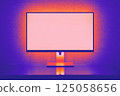 Blank monitor with backlight in vivid neon hues 125058656