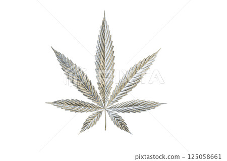Close up of a marijuana leaf made of metal 125058661