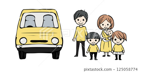 汽車與家庭全身插圖集 汽車與家庭全身插圖集 125058774