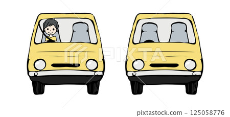 一名男子駕駛一輛汽車的插圖 一名男子駕駛一輛汽車的插圖 125058776