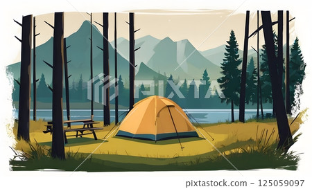 Outdoor camping vector illustration 125059097