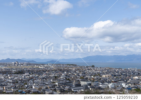 View of Hikone city and Lake Biwa from Hikone Castle View of Hikone city and Lake Biwa from Hikone Castle 125059210