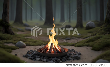 Illustration of an outdoor bonfire 125059413