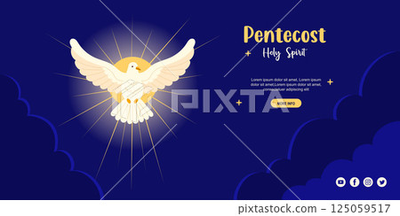 Pentecost Sunday Holy Spirit. Divine Dove on Blue Background with Clouds. Website Header. Horizontal Banner, Navigation Menu. Landing Page. Responsive design. Religion Holiday. Vector Illustration Pentecost Sunday Holy Spirit. Divine Dove on Blue Background with Clouds. Website Header. Horizontal Banner, Navigation Menu. Landing Page. Responsive design. Religion Holiday. Vector Illustration 125059517