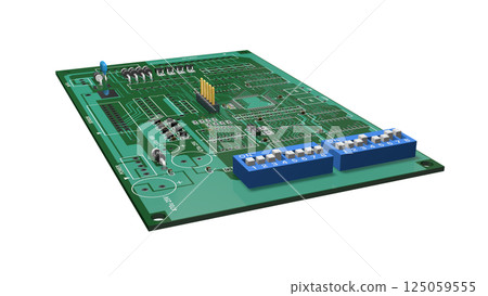 安裝數位 IC 的印刷電路板的 3D 影像 125059555