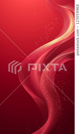 Elegant Red Background with Smooth Gradient and Wavy Lines for Minimalist Design 125059968