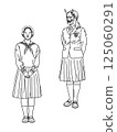 High school girl wearing Noh mask set coloring version 125060291