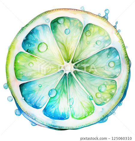 Refreshing lime, citrus illustration material, watercolor texture Refreshing lime, citrus illustration material, watercolor texture 125060310