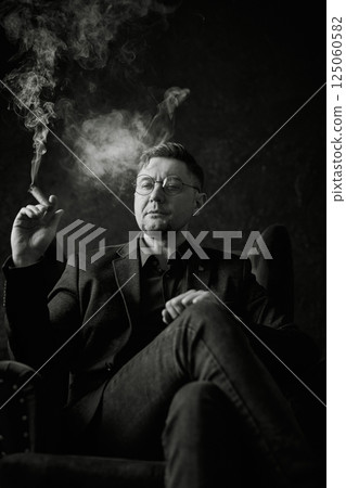 Monochromatic portrait of a serious man 125060582