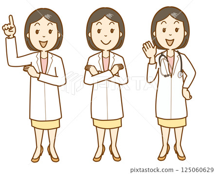 醫生、實驗室技術員、物理治療師、營養師、藥劑師、姿勢集 125060629