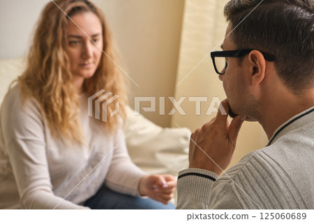 Woman with psychologist, therapy Woman with psychologist, therapy 125060689