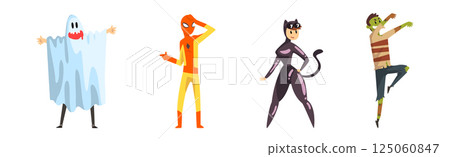 Man and Woman Character Wearing Masquerade Costume and Fancy Outfit Vector Set Man and Woman Character Wearing Masquerade Costume and Fancy Outfit Vector Set 125060847