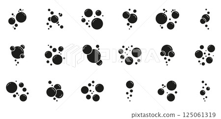 Soap Bubbles Solid Icon. Floating Air Bubbles Cluster With Reflection Highlights Silhouette Symbol. Isolated Vector Illustration 125061319