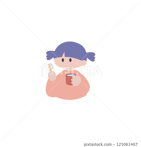 Girls brushing teeth Girls brushing teeth 125061487