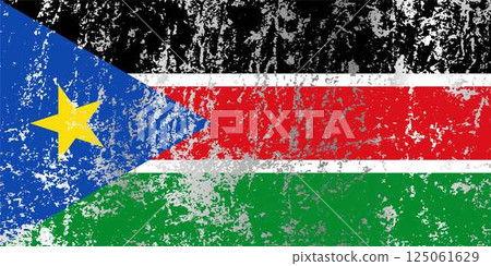 South Sudan flag with grunge effect. South Sudan flag with grunge effect. 125061629