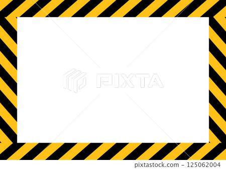 黃色和黑色條紋警告膠帶框架背景 125062004