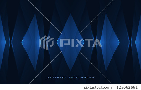 Abstract blue background with geometric dynamic glowing triangle shapes. 125062661