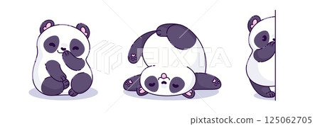 Kawaii panda bear character in different poses 125062705